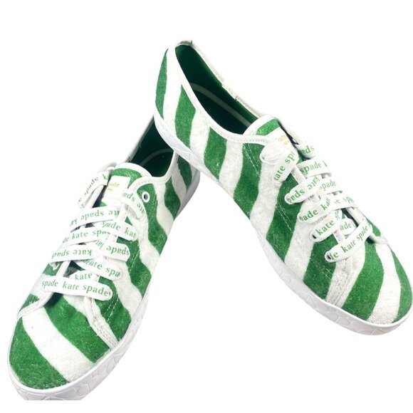 NEW Keds X Kate Spade W's 10 NY Kickstart Logo Foxing Terry Sneakers Green White - Picture 1 of 15